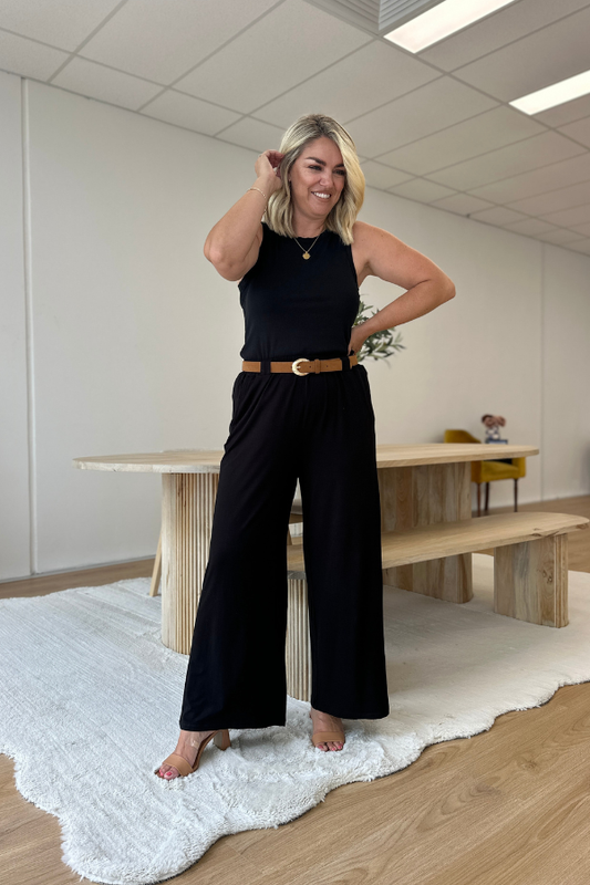 Alexa Bamboo Wide Leg Pant - Black