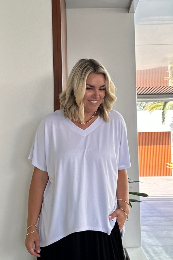 Olivia Bamboo Top - White