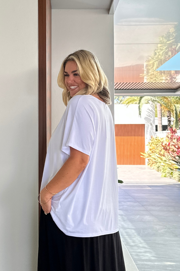 Olivia Bamboo Top - White