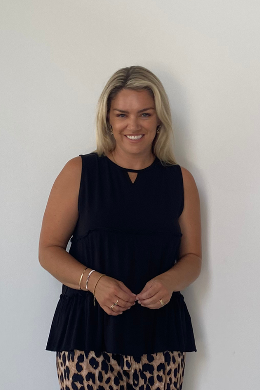 Zoe Bamboo Tiered Top - Black