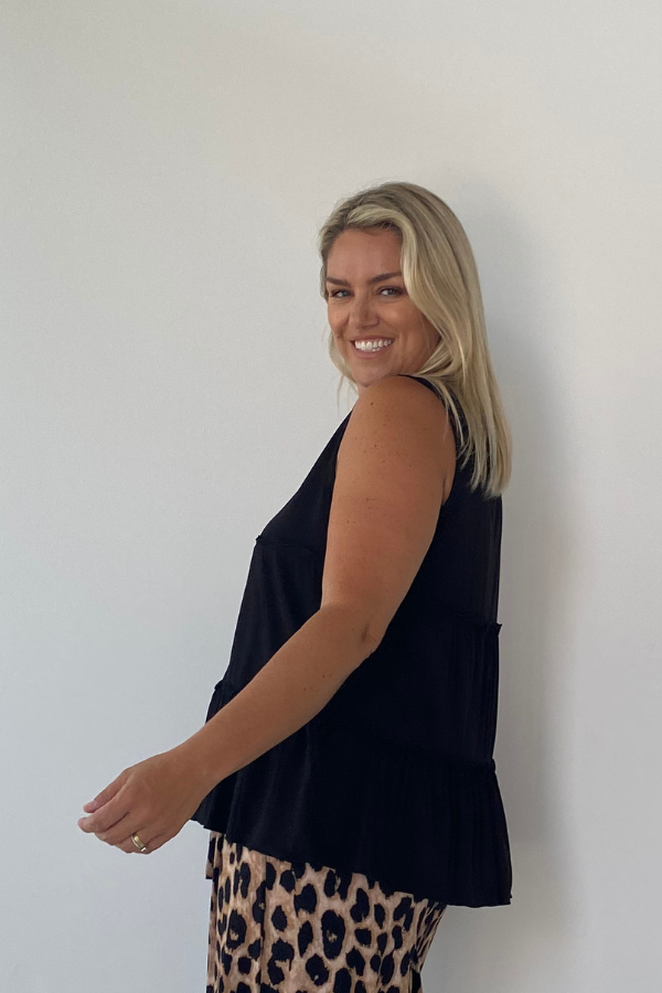 Zoe Bamboo Tiered Top - Black