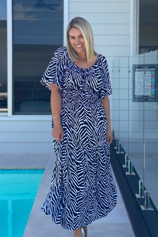 Eden Bamboo Dress - Black Zebra