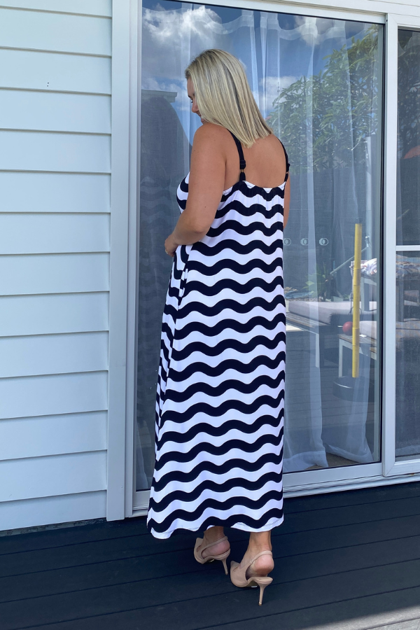 Molly Bamboo Dress - Black & White Stripe