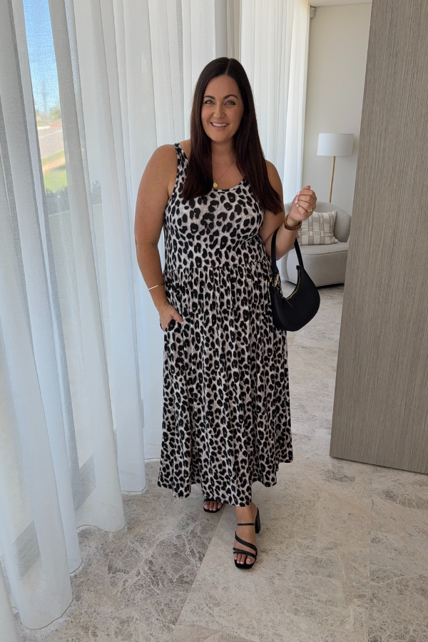 Cassia Bamboo Dress - Grey Leopard