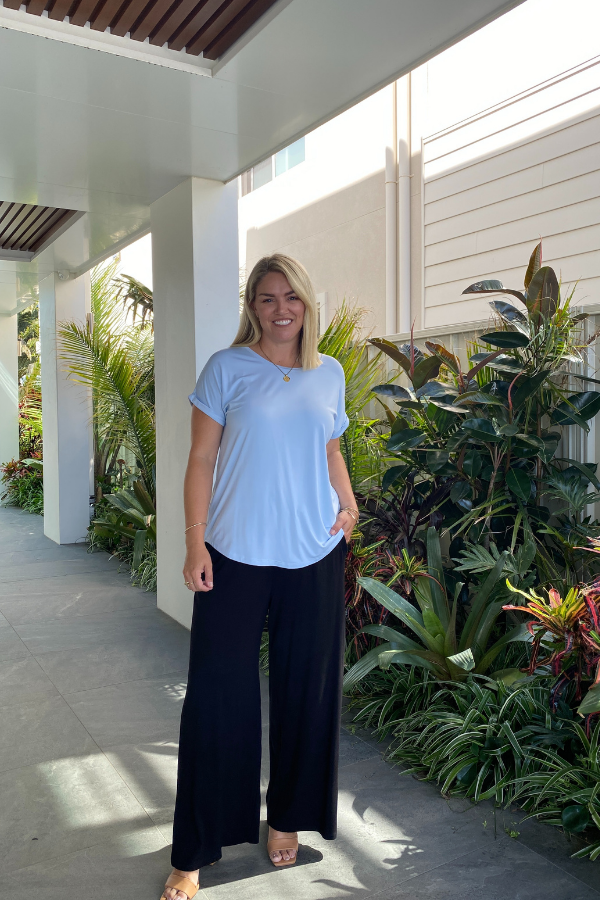 Mila Bamboo Tee - Soft Blue