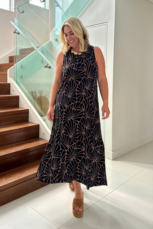 Riley Bamboo Dress - Shell Print