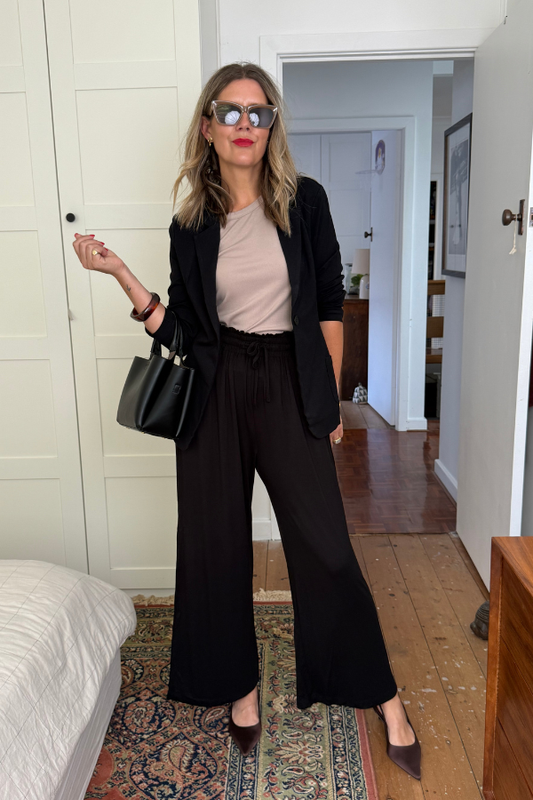 Gia Bamboo Wide Leg Pant - Black