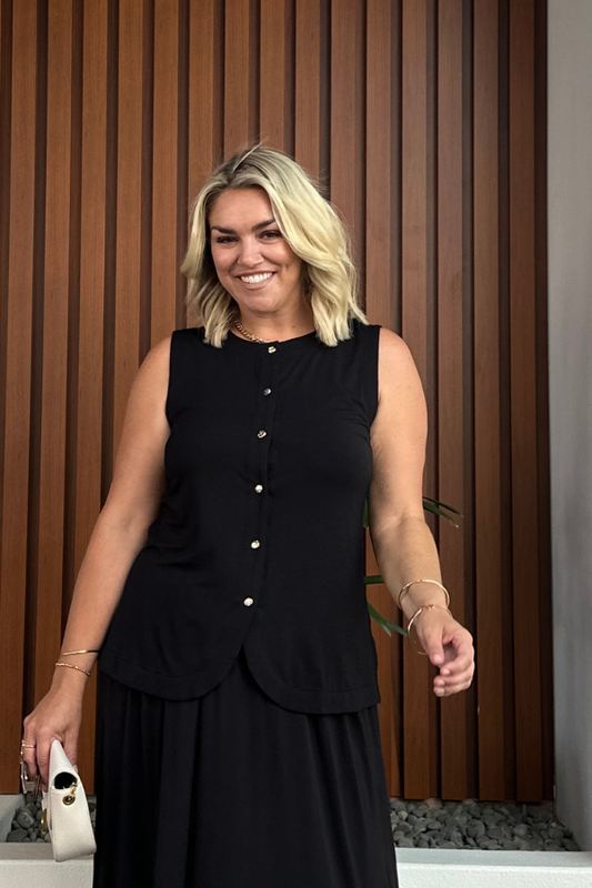 Kaia Bamboo Vest - Black
