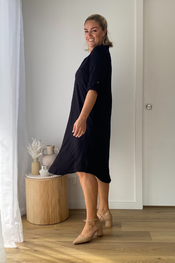 Tyla Bamboo Shirt Dress - Black