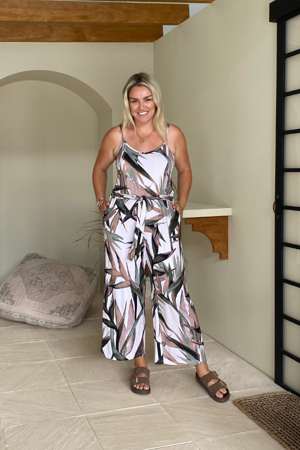 Fay Bamboo Jumpsuit with sash belt and wide-leg cut