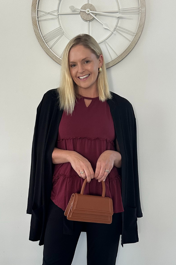 Zoe Bamboo Tiered Top - Burgundy