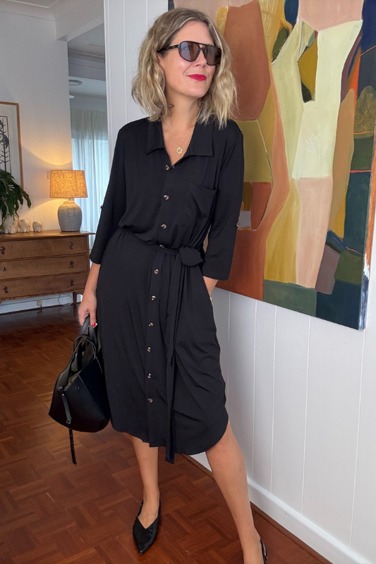 Tyla Bamboo Shirt Dress - Black
