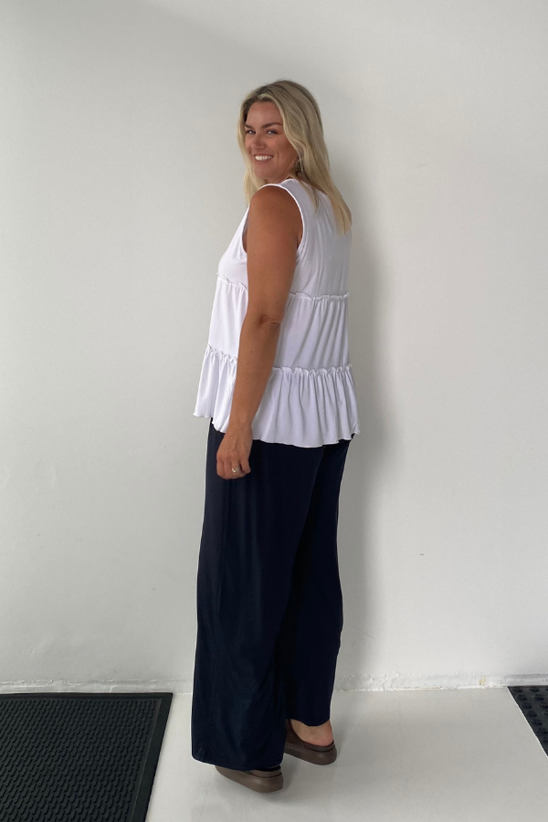 Zoe Bamboo Tiered Top - White