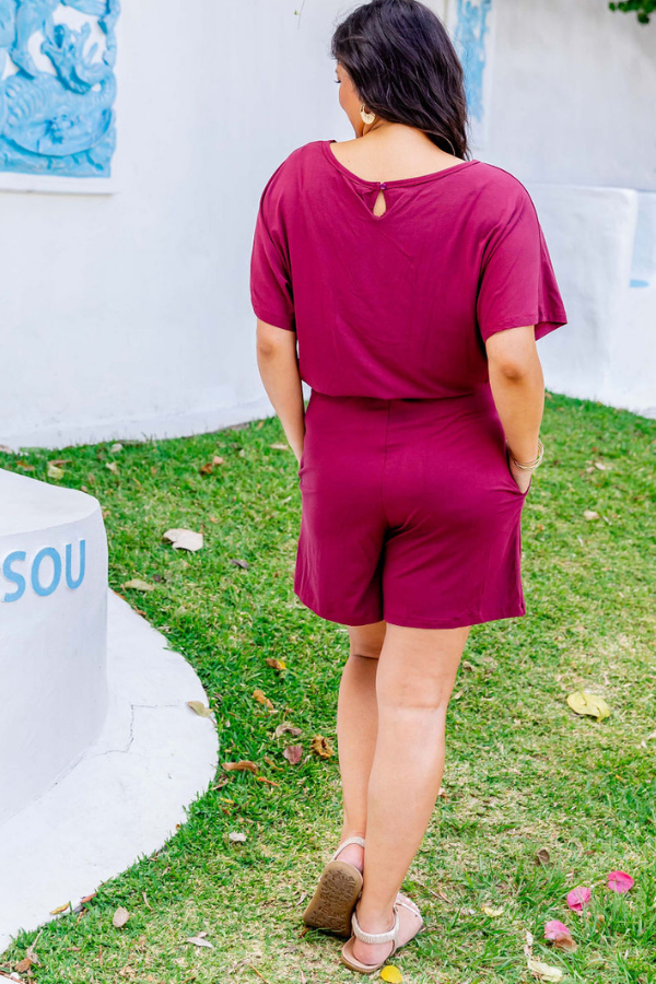 Victoria Playsuit - Burgundy - Final Sale