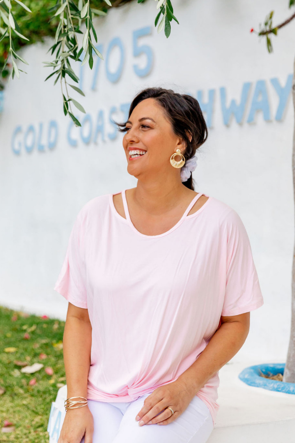 Aria Knot Front Top - Pink