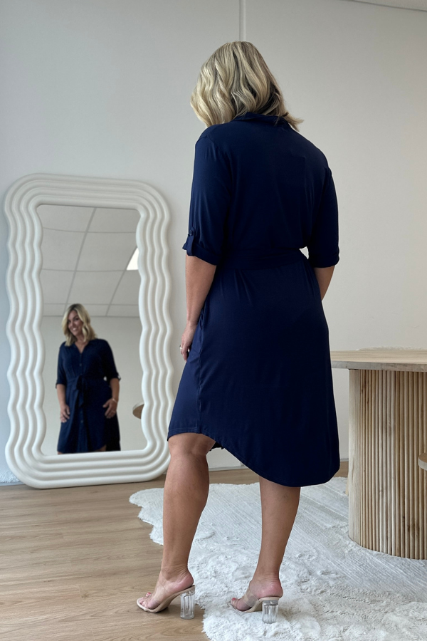 Tyla Bamboo Shirt Dress - Navy