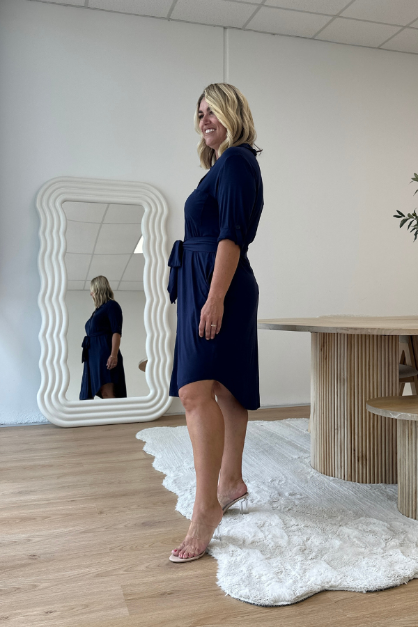 Tyla Bamboo Shirt Dress - Navy