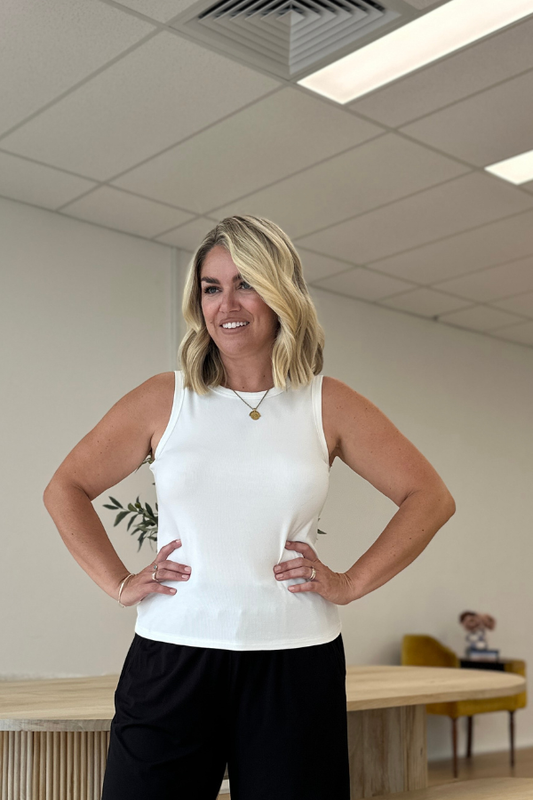 Elara Bamboo Tank - White