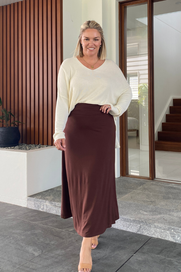 Raya Bamboo Skirt - Chocolate