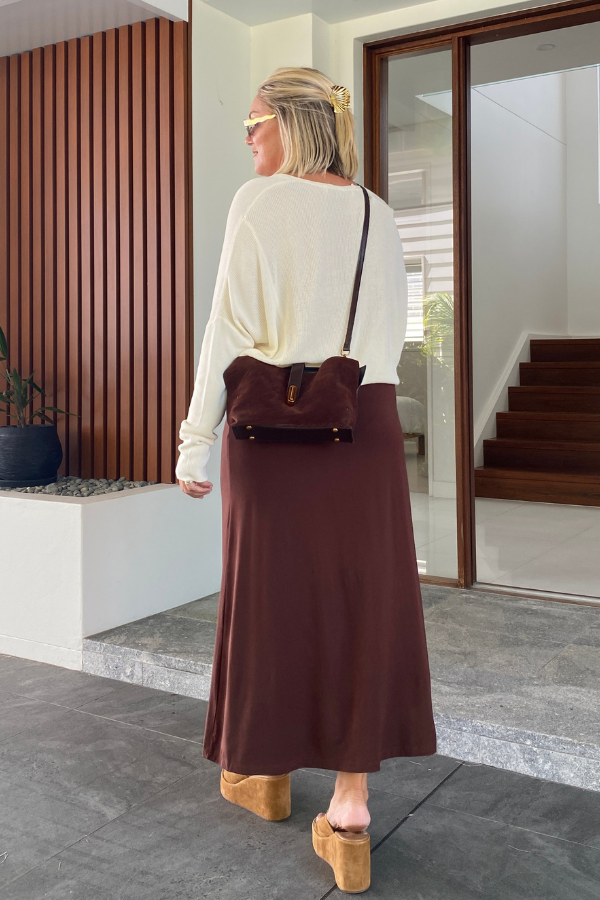 Raya Bamboo Skirt - Chocolate