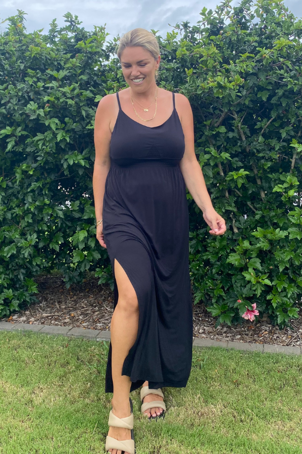 STELLA MAXI BAMBOO DRESS - BLACK