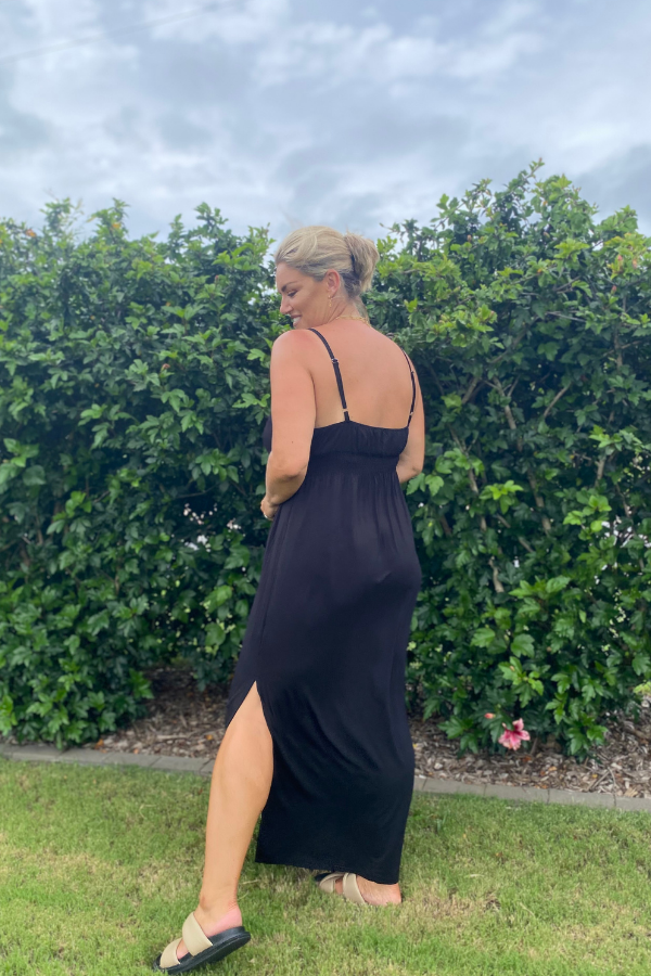 STELLA MAXI BAMBOO DRESS - BLACK