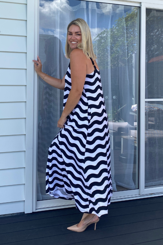 Molly Bamboo Dress - Black & White Stripe