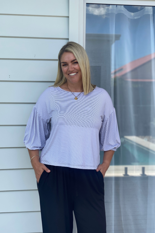 Lexi Bamboo Top - Black Stripe