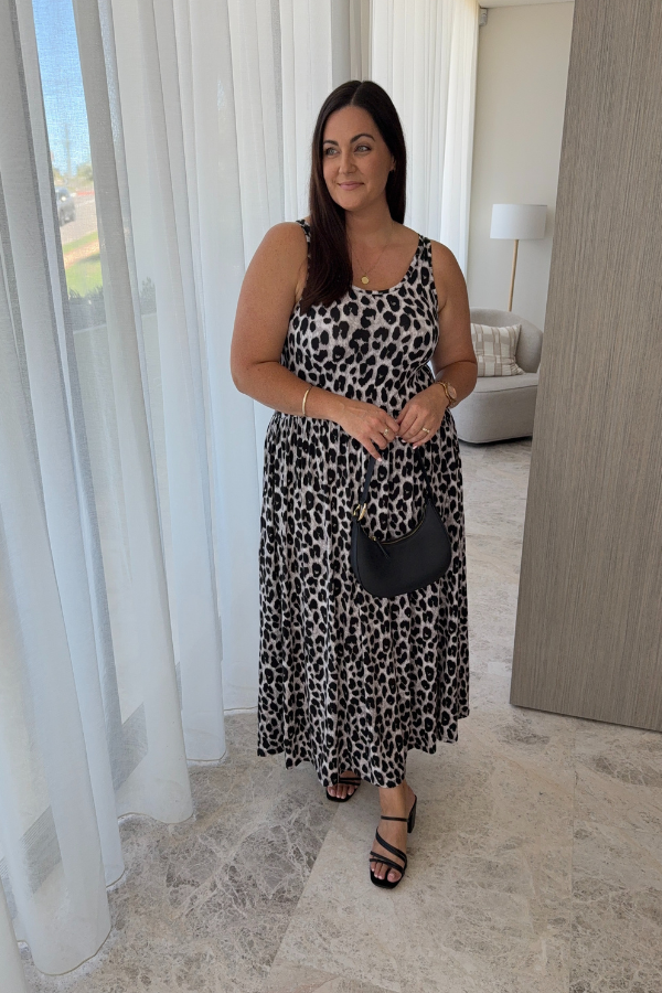 Cassia Bamboo Dress - Grey Leopard