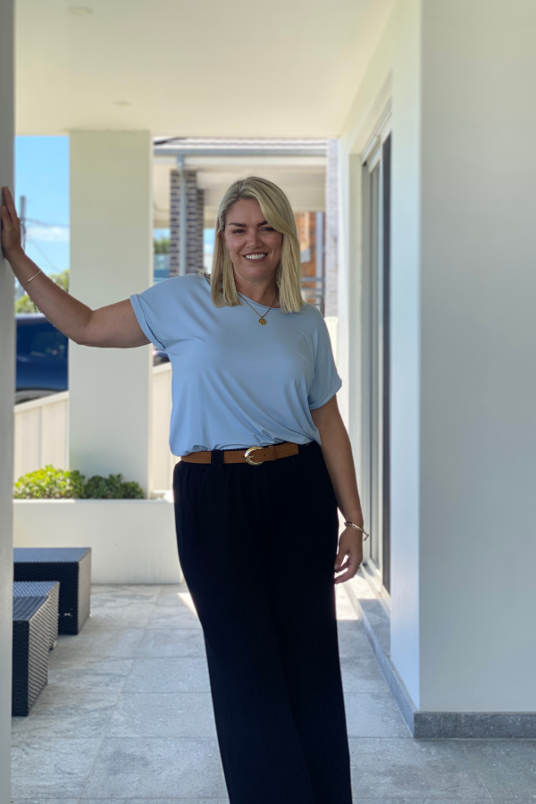 Mila Bamboo Tee - Soft Blue