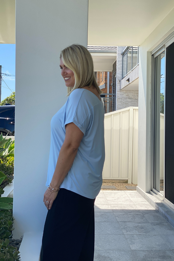 Mila Bamboo Tee - Soft Blue