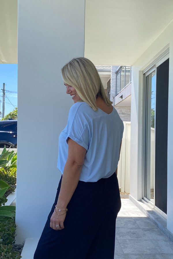 Mila Bamboo Tee - Soft Blue