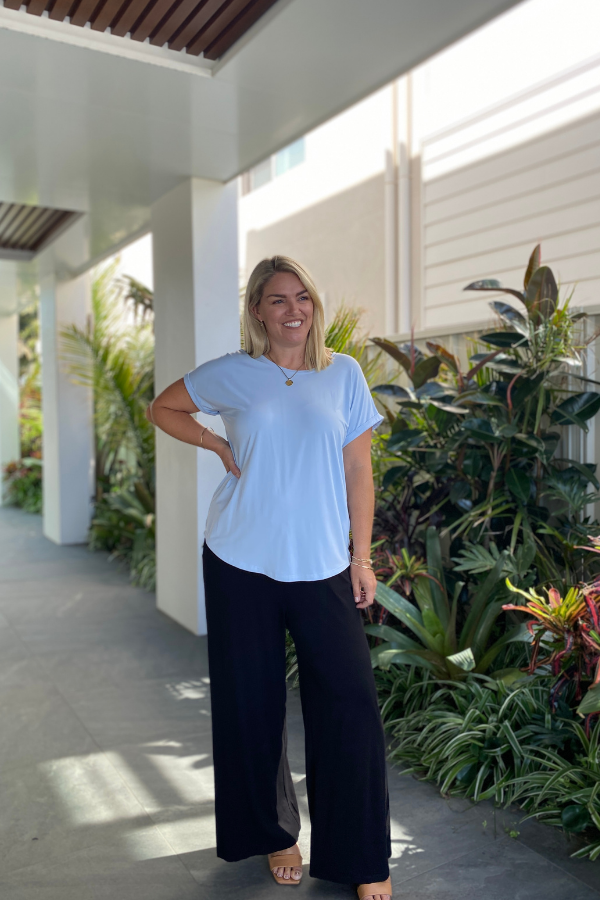 Mila Bamboo Tee - Soft Blue