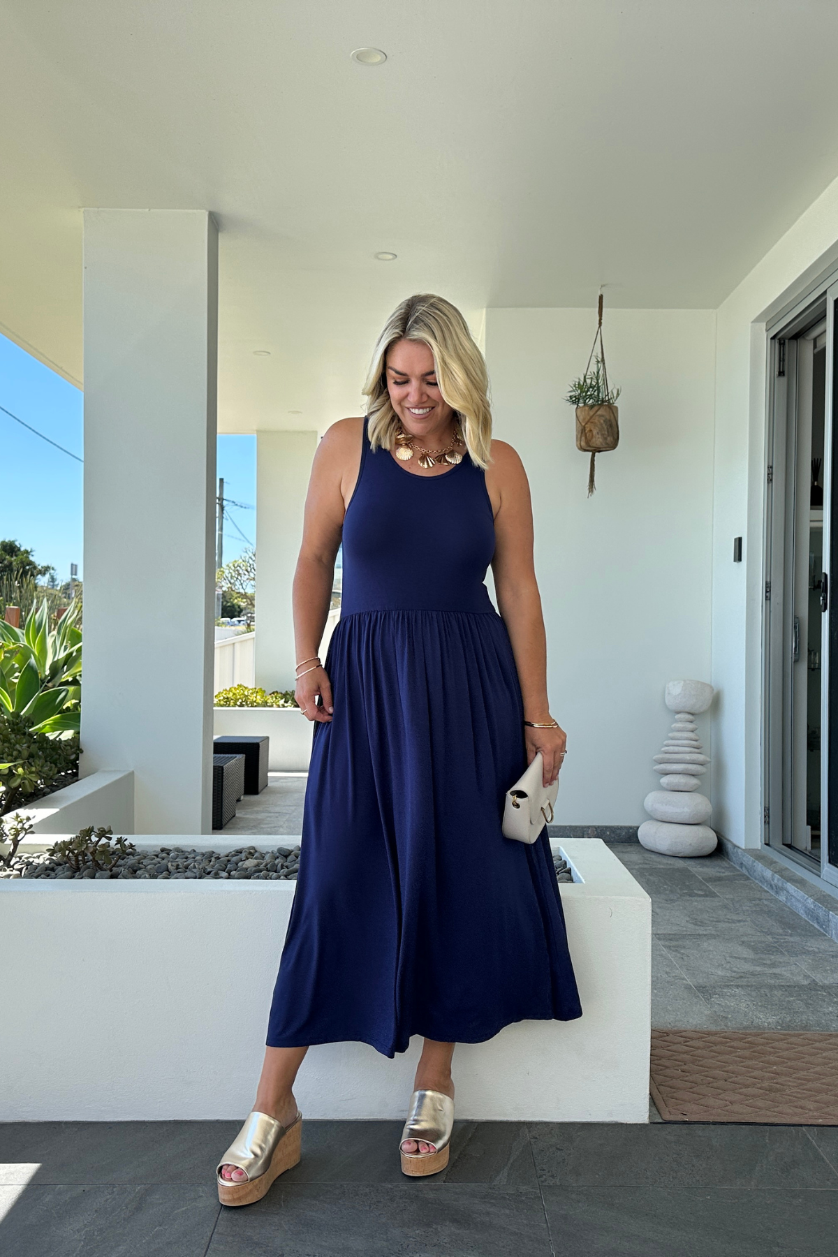Cassia Bamboo Dress - Navy