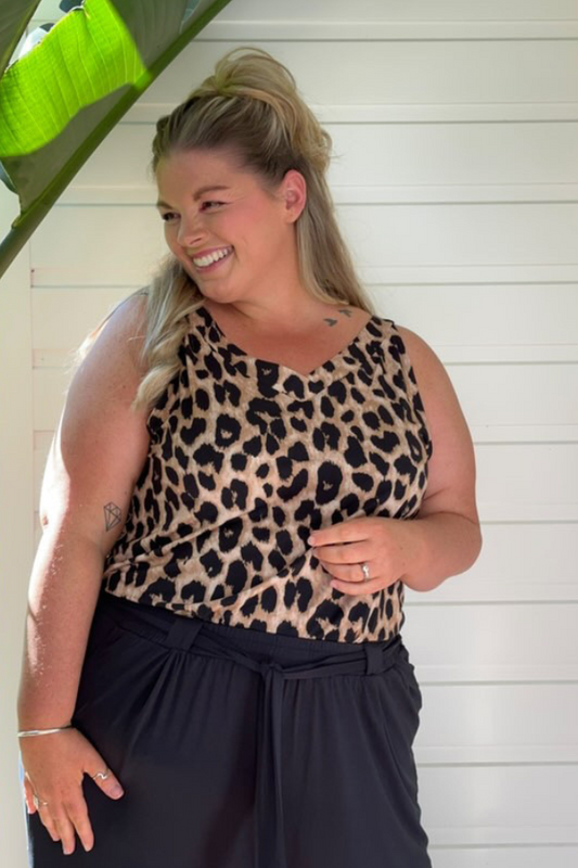 Luna Bamboo Sleeveless Top - Luxe Leopard
