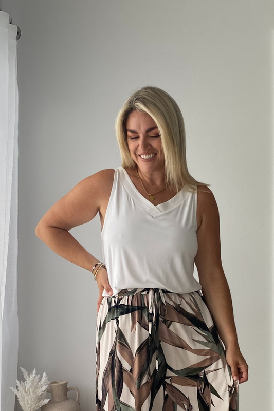 Luna Bamboo Sleeveless Top - White