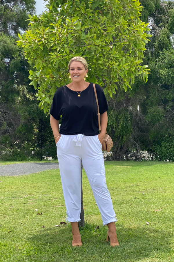 Carissa Bamboo Straight Leg Pant - White