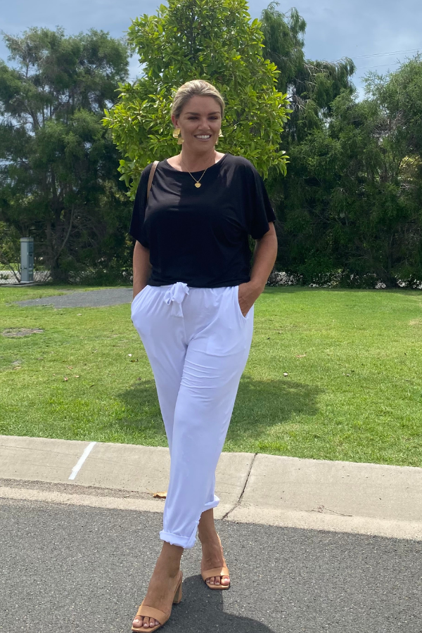 Carissa Bamboo Straight Leg Pant - White