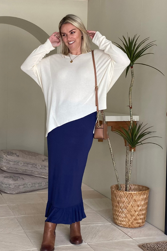 Phoebe Maxi Frill Skirt - Navy