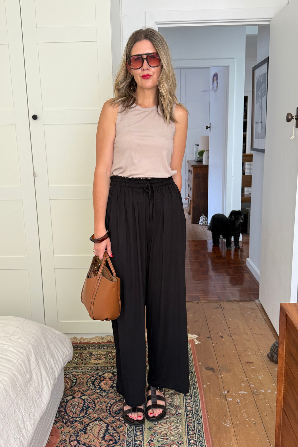 Gia Bamboo Wide Leg Pant - Black