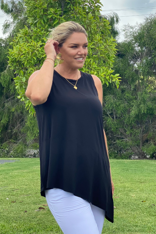 Delia Bamboo Sleeveless Top - Black