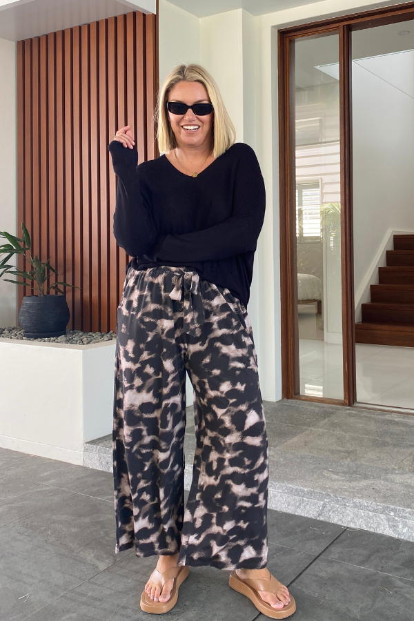 Alexa Bamboo Pant - Espresso Leopard