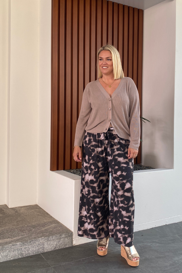 Alexa Bamboo Pant - Espresso Leopard