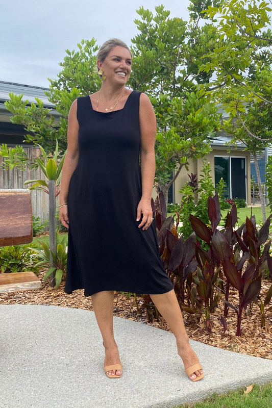Katie Bamboo Midi Dress - Black