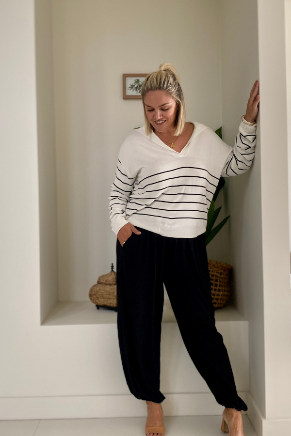 Ezi Bamboo Jumper - Black Stripe