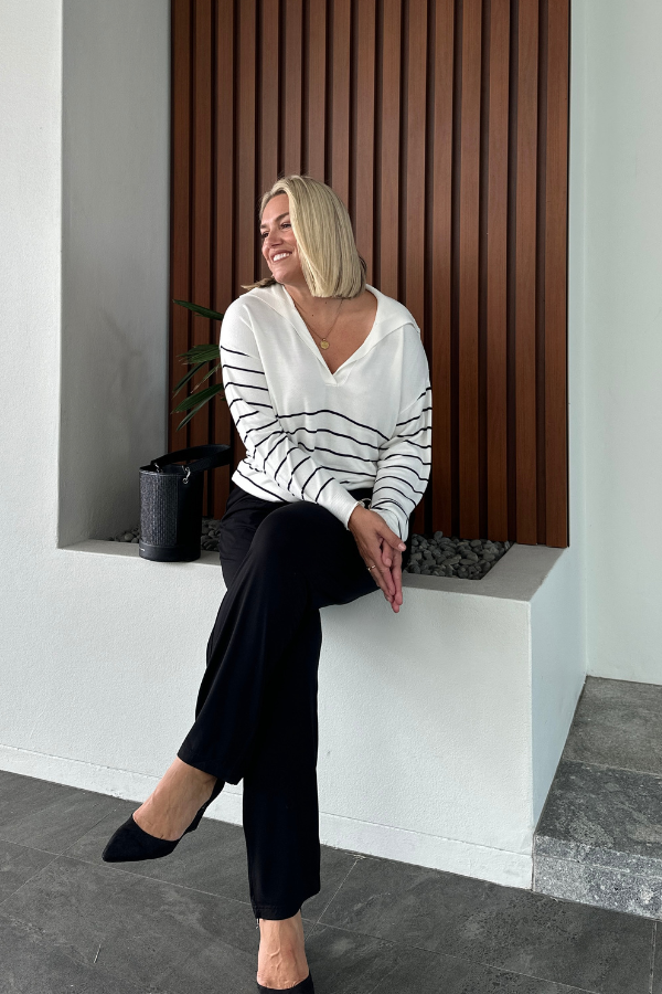 Ezi Bamboo Jumper - Black Stripe