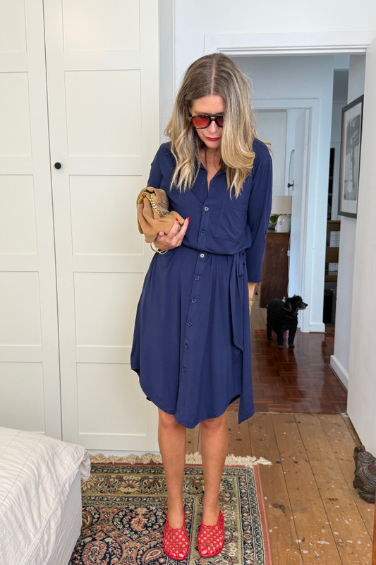 Tyla Bamboo Shirt Dress - Navy