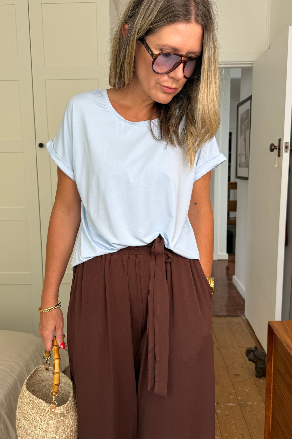 Mila Bamboo Tee - Soft Blue