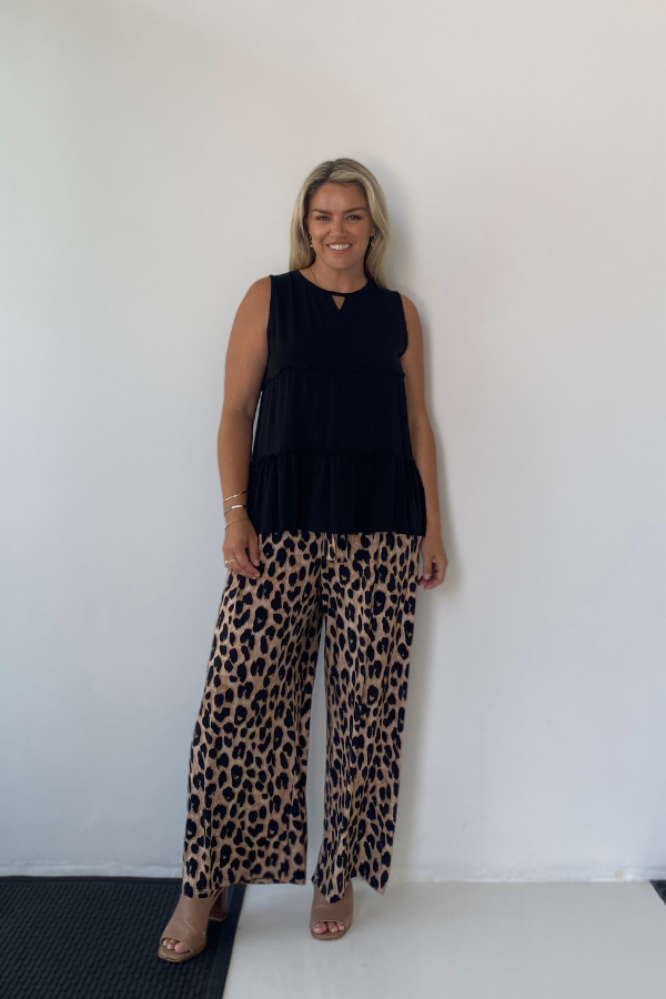 Alexa Bamboo Wide Leg Pant - Luxe Leopard