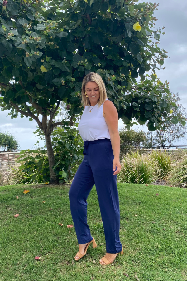 Carissa Bamboo Straight Leg Pant - Navy